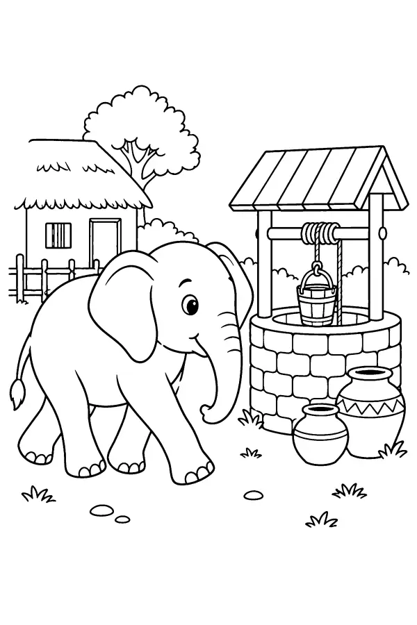Elephant By The Well