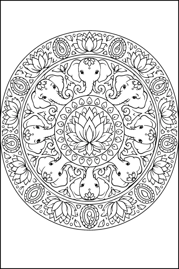 Elephant Lotus Mandala