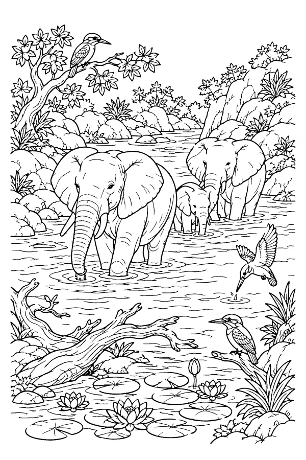 Elephants By The Crossing