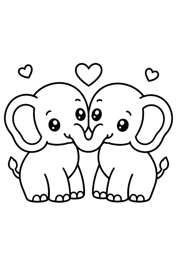 Hugging Elephant Pair