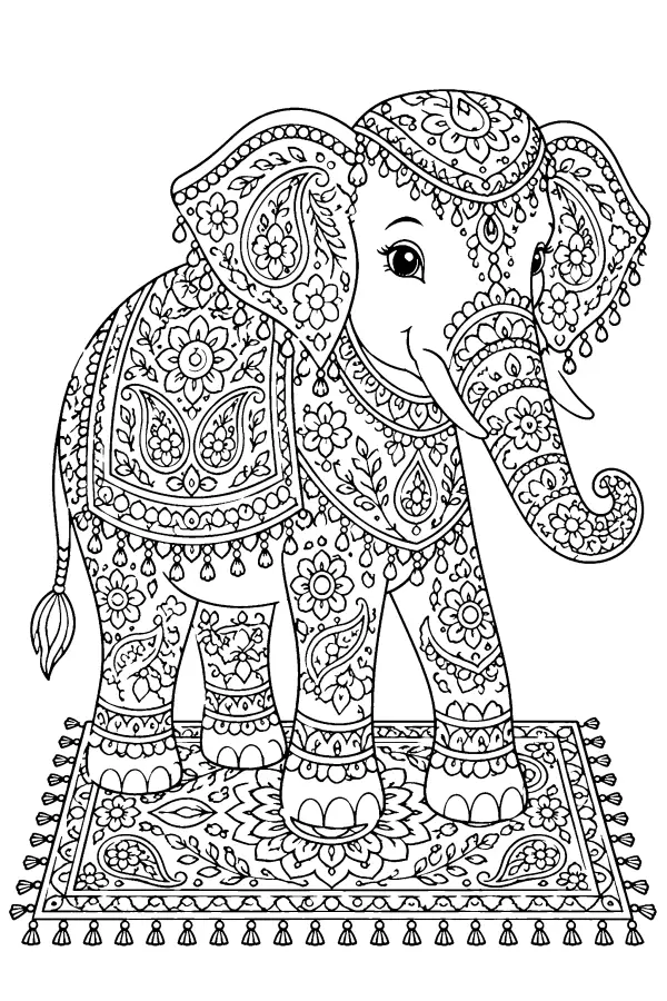Ornamental Elephant Rug