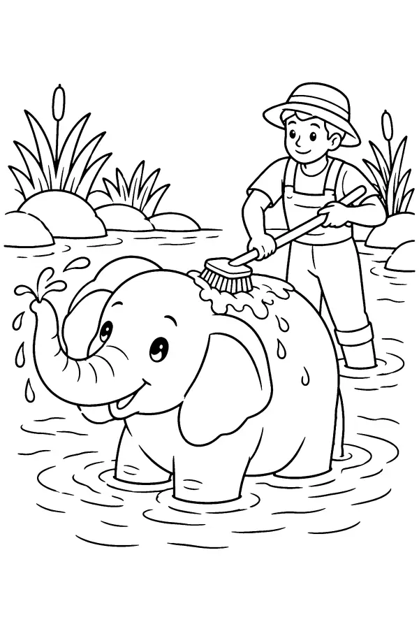 River Bathing Elephant