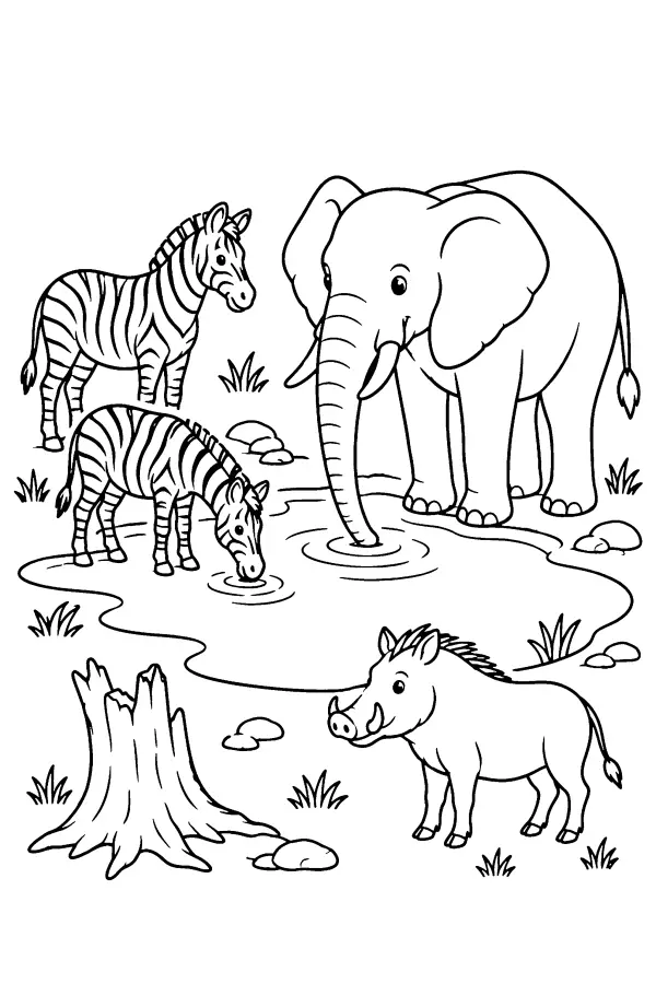 Waterhole Safari Scene