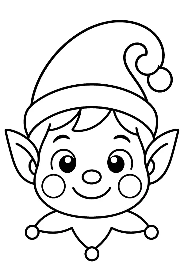 Dessin à colorier de visage de lutin aux oreilles pointues