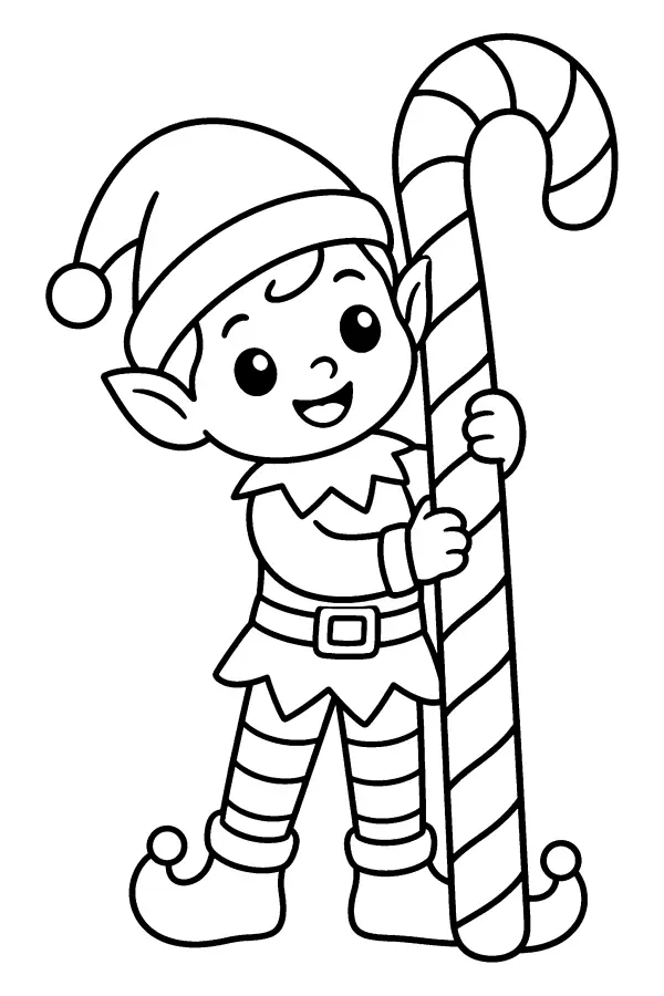 Coloriage facile de lutin avec un grand sucre d’orge
