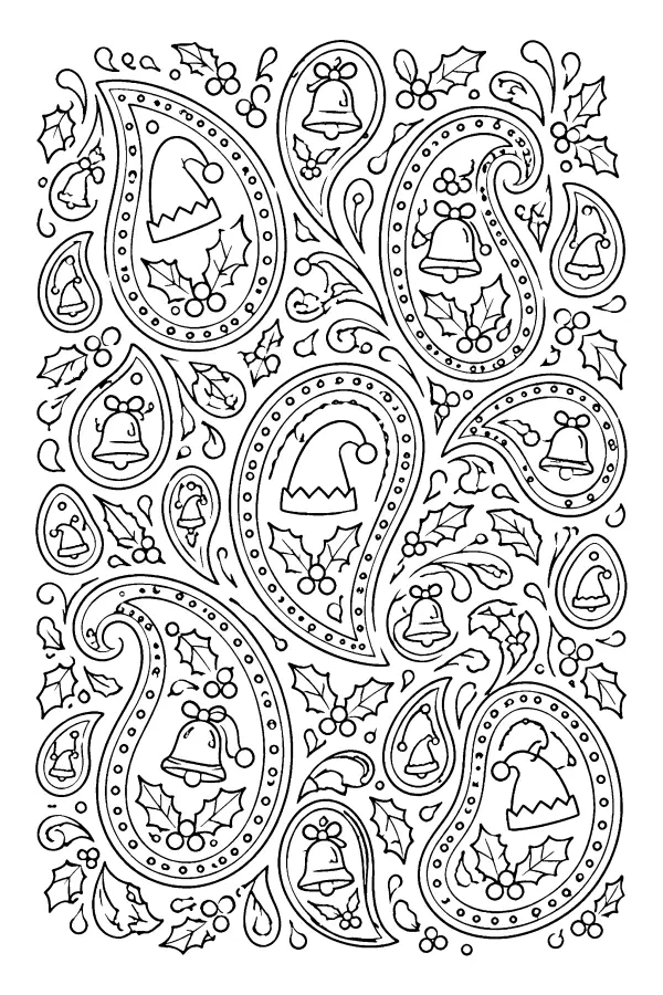 Dessin à colorier de motif cachemire de Noël
