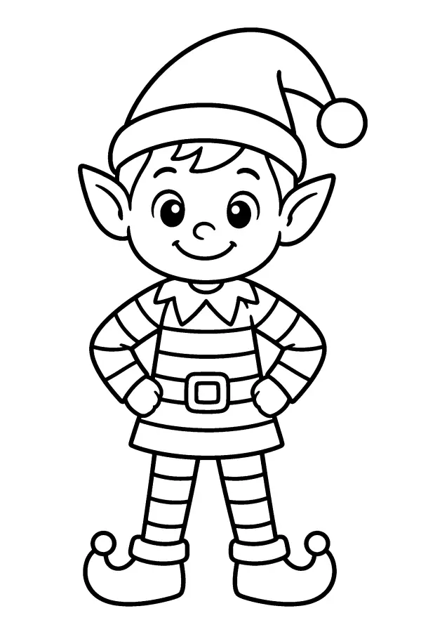 Dessin à colorier de lutin en tunique rayée