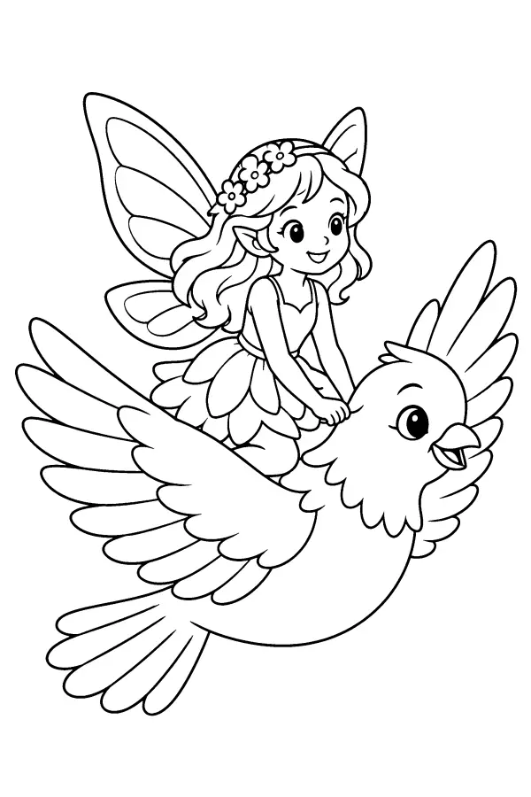 Fairy On A Bird