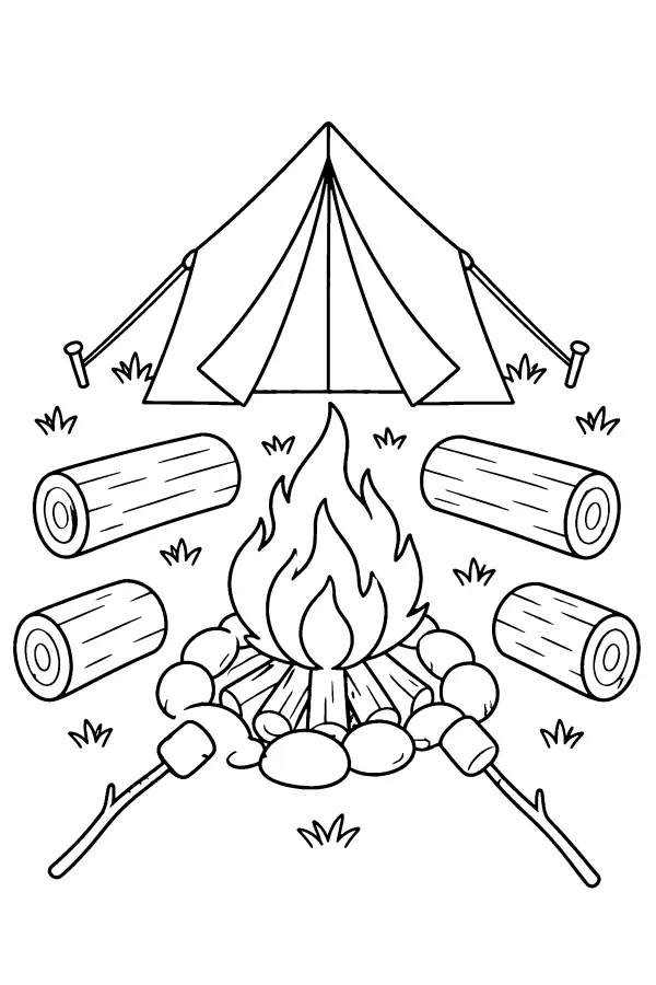 Campfire Camp Scene