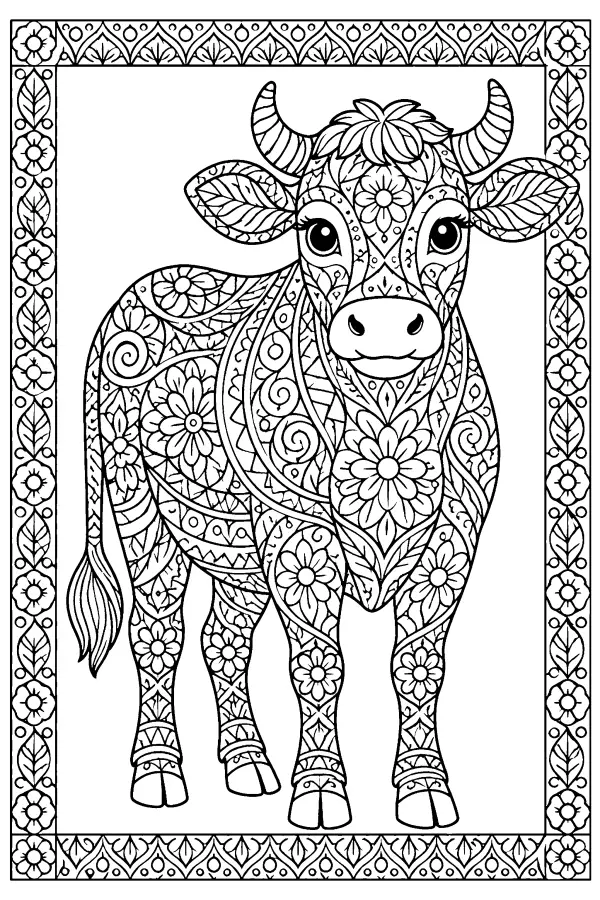 Floral Cow Border
