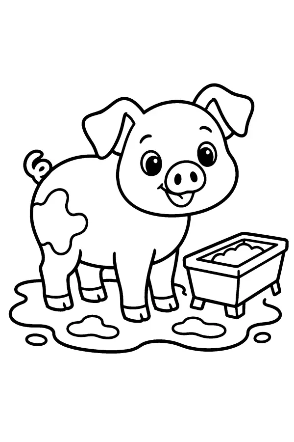 Pig By Trough
