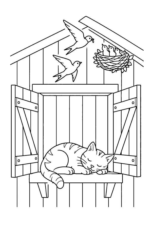 Sleeping Barn Cat