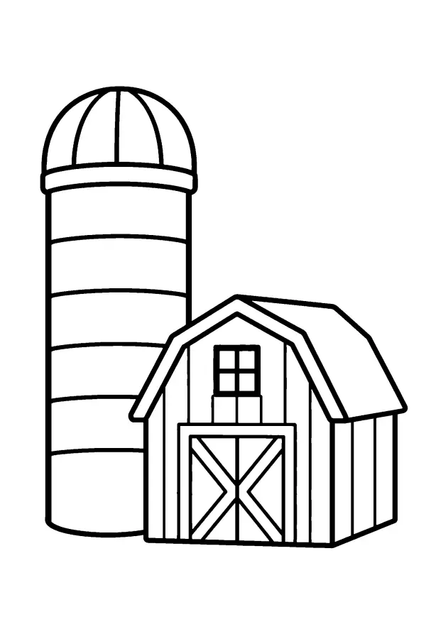 Silo Beside Barn