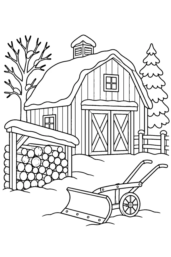 Winter Farmyard Snow