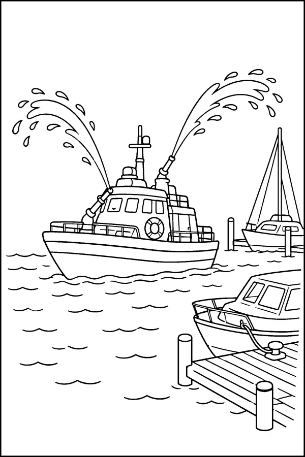 Fire Boat Spraying Water