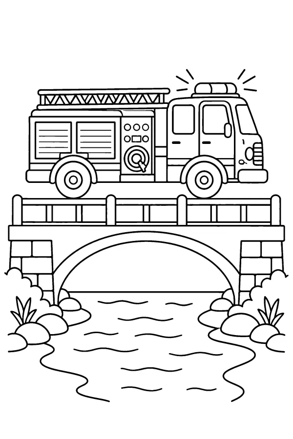 Fire Truck Bridge Crossing