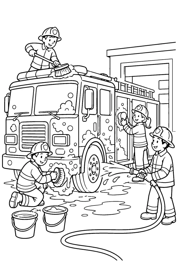 Fire Truck Wash Crew
