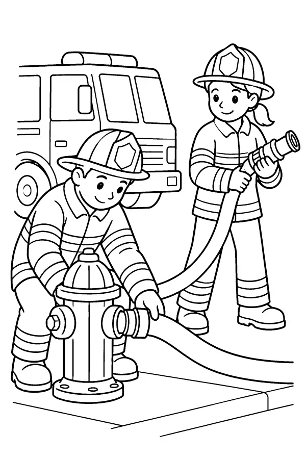 Firefighters And Hydrant