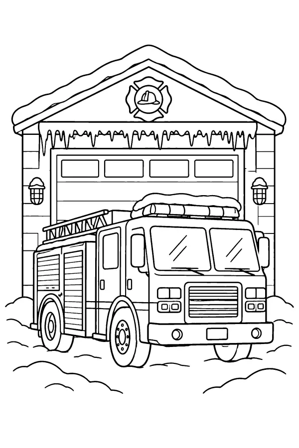 Snowy Fire Station Truck