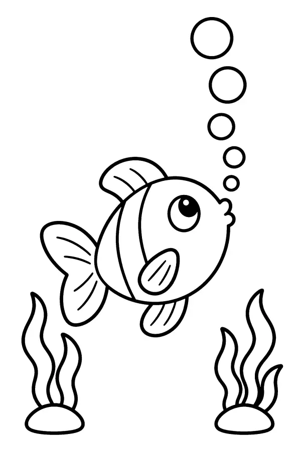 Dessin à colorier d’un poisson soufflant des bulles