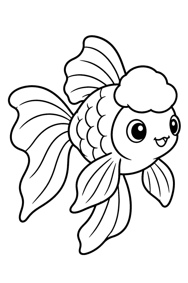Coloriage facile d’un poisson rouge aux nageoires fluides