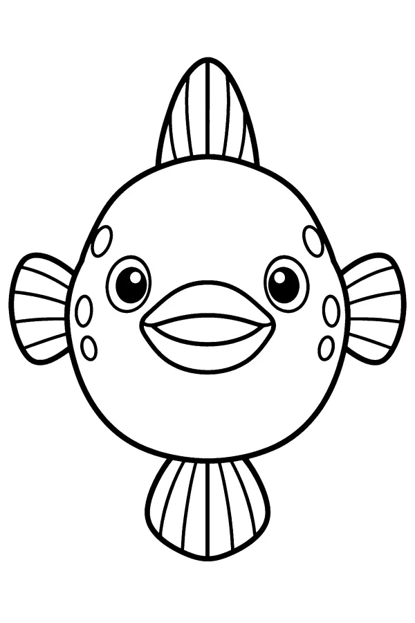 Coloriage facile d’un poisson vu de face