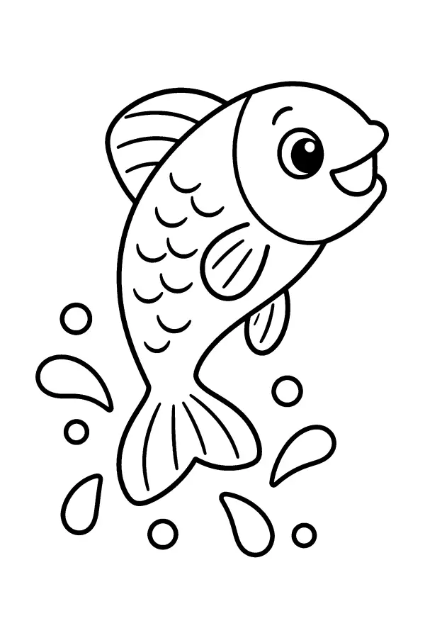 Coloriage d’un poisson qui saute hors de l’eau