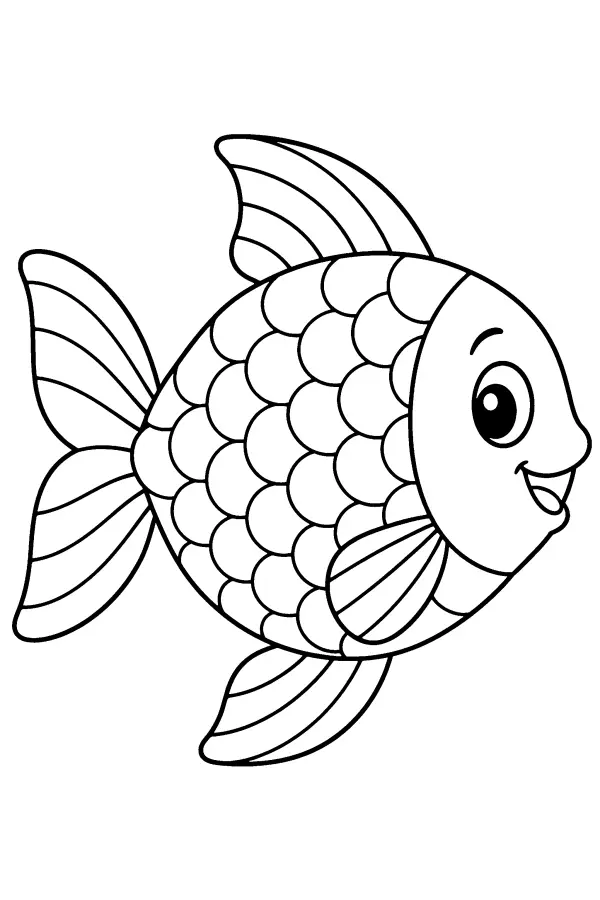 Coloriage d’un poisson avec des zones d’écailles à remplir