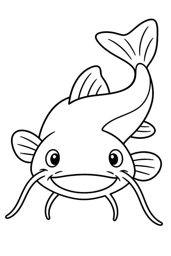 Coloriage d’un poisson-chat à longs barbillons