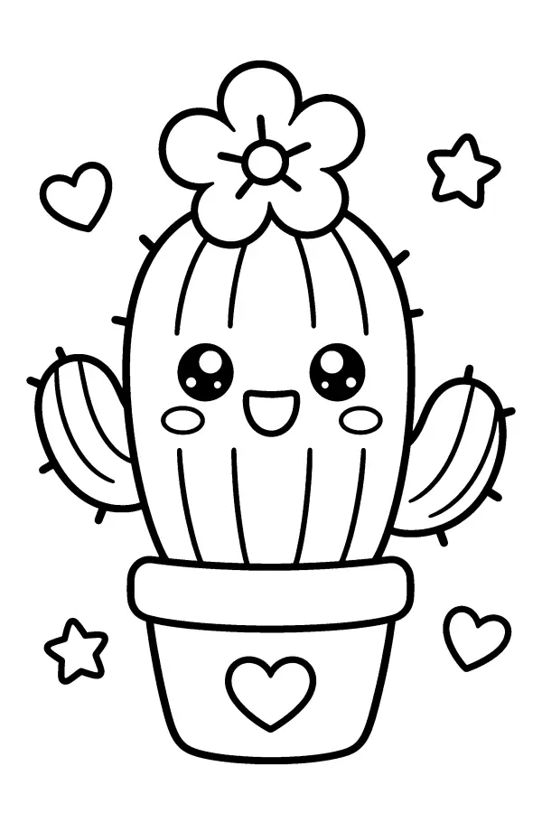 Dessin à colorier d’un cactus avec une fleur
