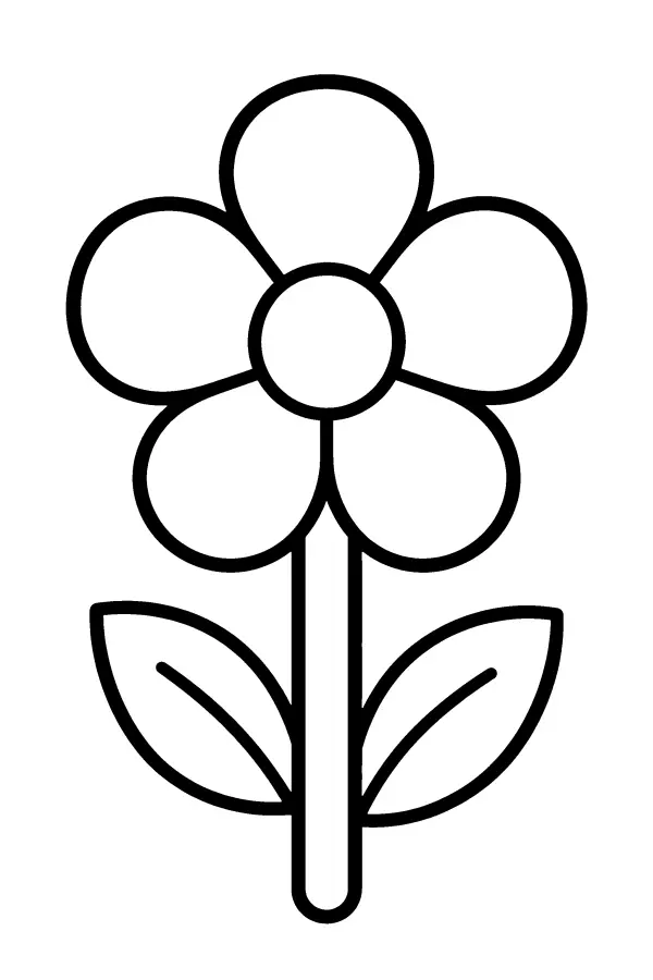 Coloriage d’une fleur simple à cinq pétales