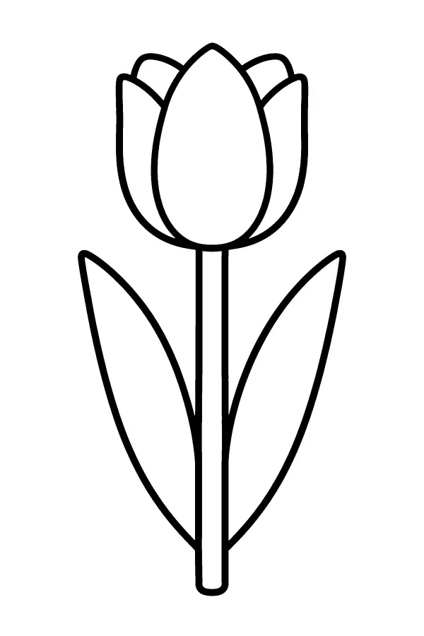 Dessin à colorier d’une tulipe fleur simple