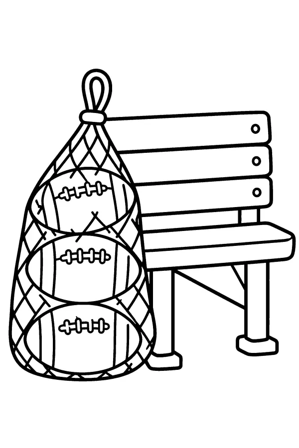Footballs By Bench