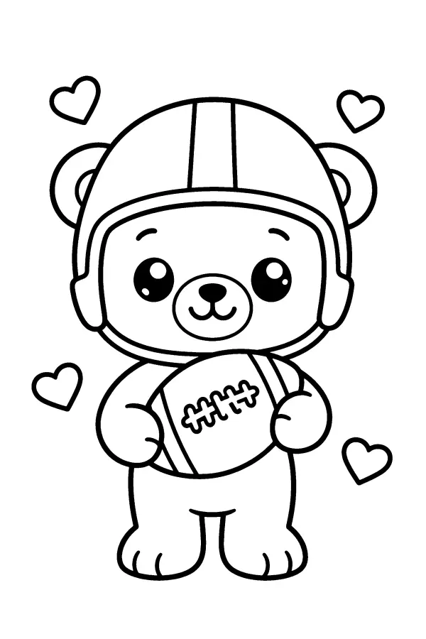 Helmet Bear With Football