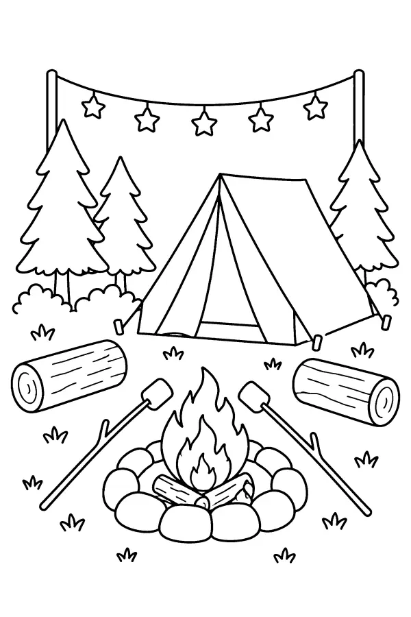 Starry Campfire Scene