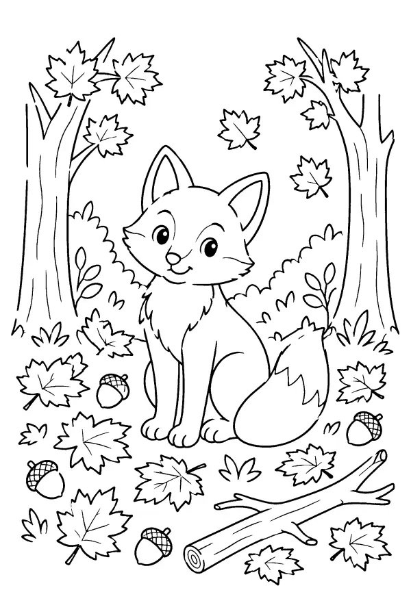 Fox Among Maple Leaves