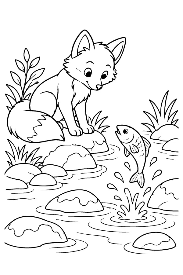 Fox And Jumping Fish