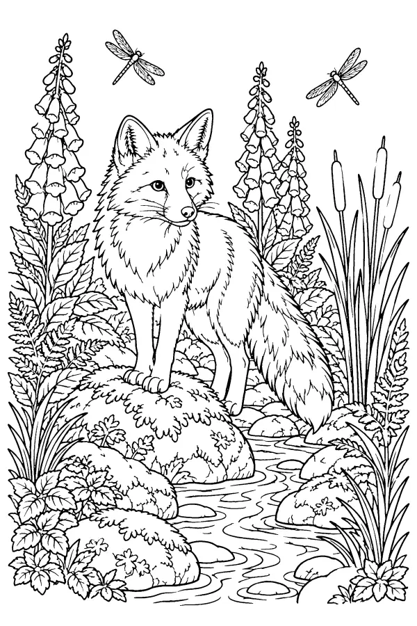 Fox By Woodland Stream