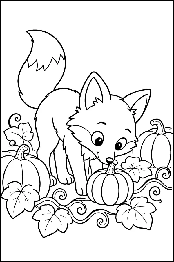 Fox in Pumpkin Patch