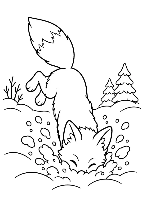 Fox Into Snow