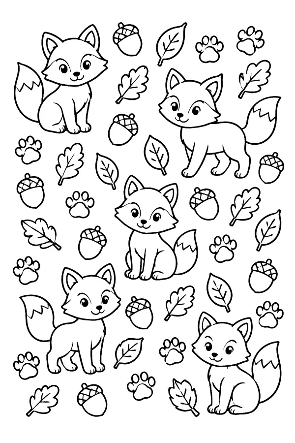 Foxes And Forest Doodles