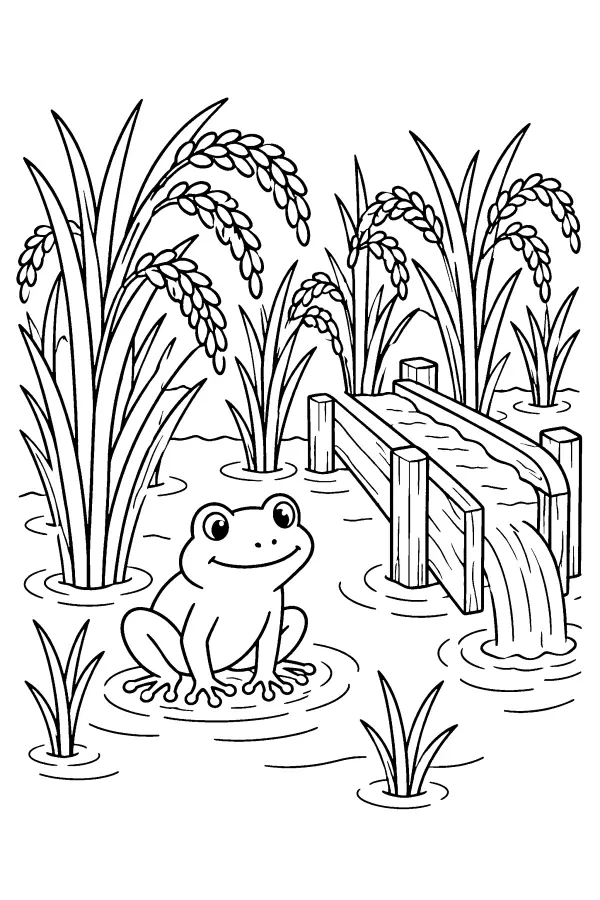 Frog In Rice Paddy