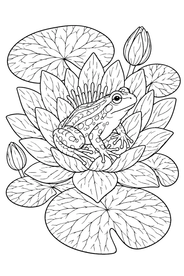 Frog On Water Lily