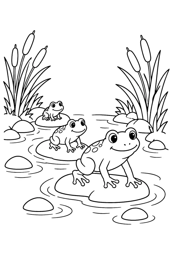 Frogs Across The Stream