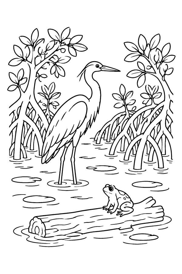 Mangrove Heron Scene