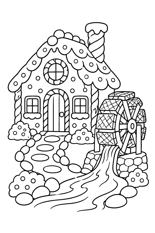 Gingerbread Waterwheel Cottage