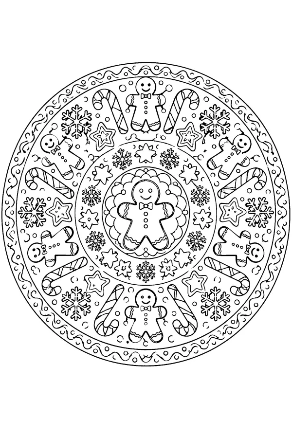 Gingerbread Snowflake Mandala