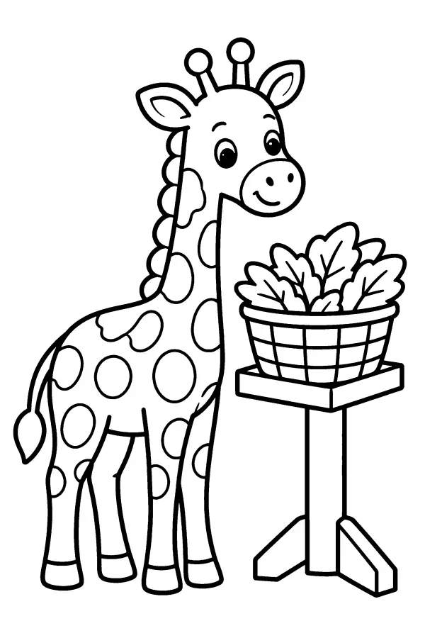 Giraffe By The Basket
