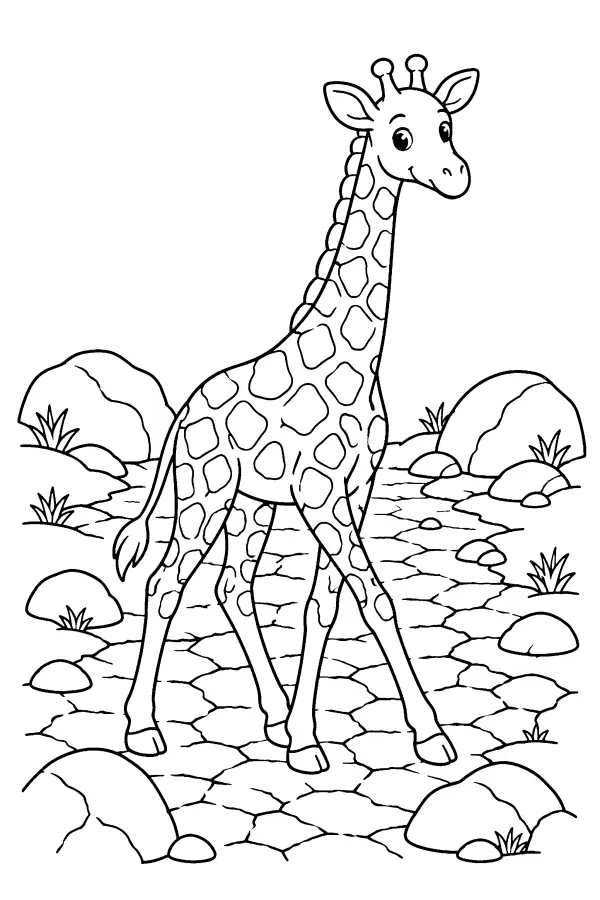 Giraffe In Dry Bed