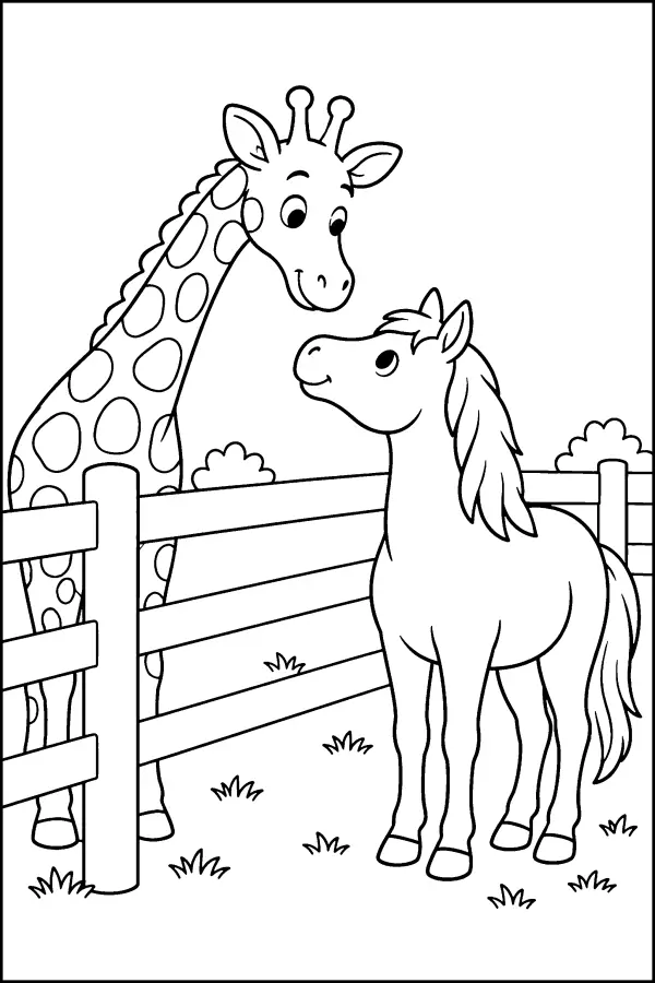 Giraffe Meets Horse